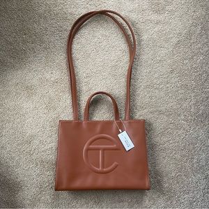 Telfar medium tan bag